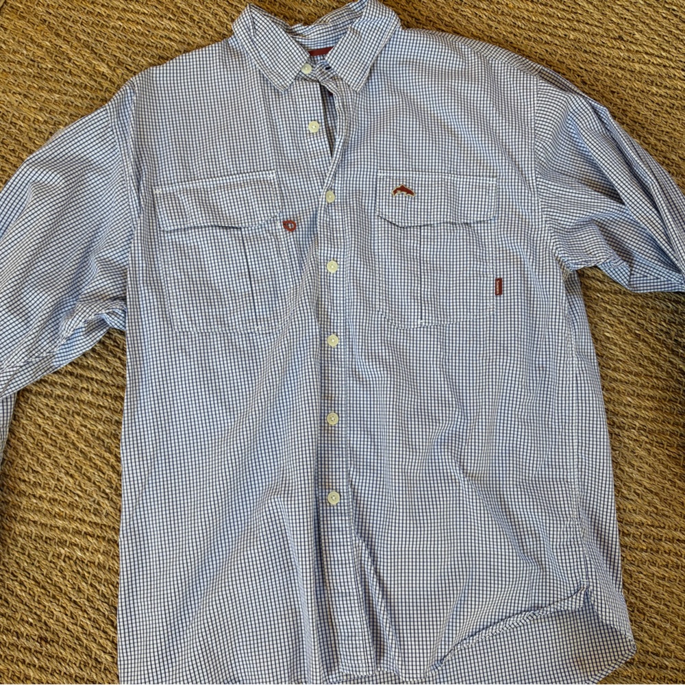Simms Blue Checkered fishing Shirt